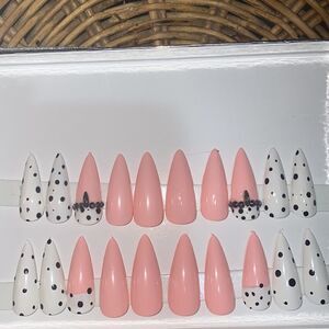 Cute custom Pink and polka dot Press On Nails!! Glue and File included! 2/$15
